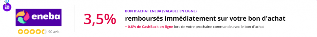 Ebuyclub propose 3,5% de cashback sur les cartes cadeaux Eneba